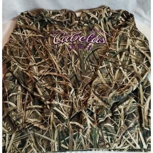 Cabela's Womens 2XL Camo Hoodie Sweatshirt Mossy Oak Duck Hunting Cattails